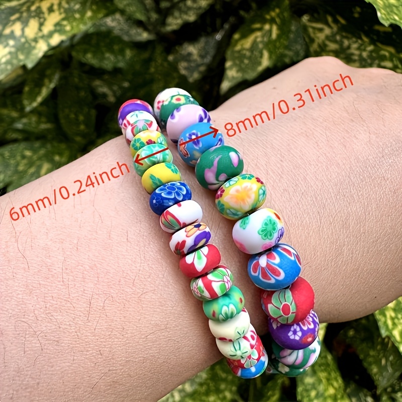 65pcs Vibrant Floral Polymer Clay Beads for Jewelry Making